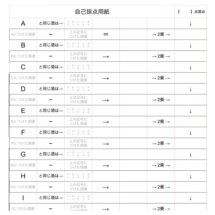自己採点用紙
